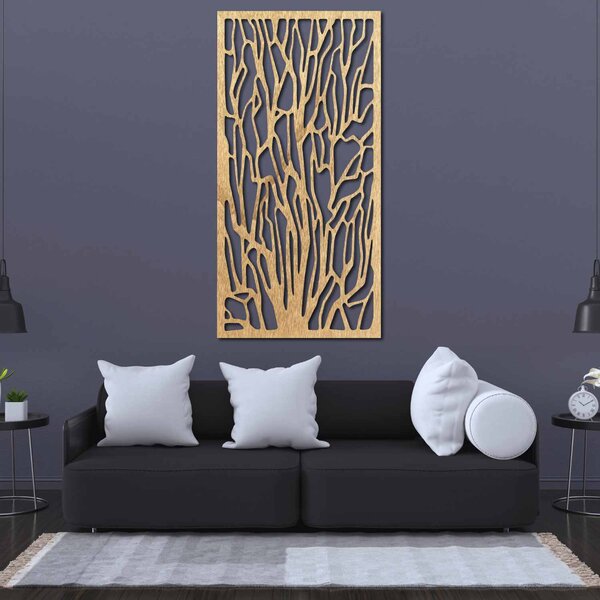 Elegantní dřevěná nástěnná dekorace s motivem lesa | VFOOF: Přírodní překližka - Topol přírodní 40 x 20 cm 3867-42115 PR0262 HEU+
