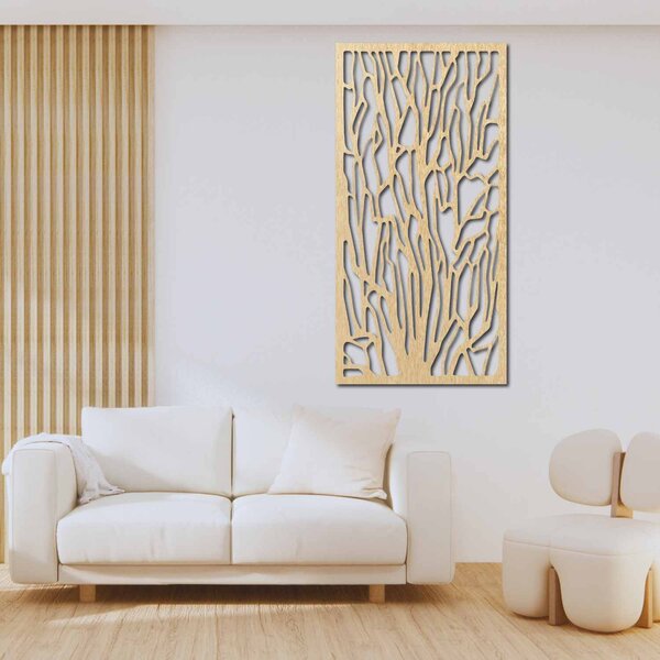 Elegantní dřevěná nástěnná dekorace s motivem lesa | VFOOF: Přírodní překližka - Topol přírodní 40 x 20 cm 3867-42115 PR0262 HEU+