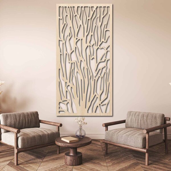 Elegantní dřevěná nástěnná dekorace s motivem lesa | VFOOF: Přírodní překližka - Topol přírodní 40 x 20 cm 3867-42115 PR0262 HEU+