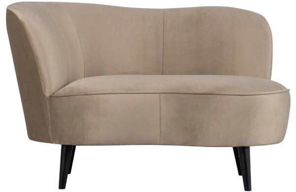 -25 % Dny MOMENTI– WOOOD Béžové sametové lounge křeslo Norma 112 cm, levé
