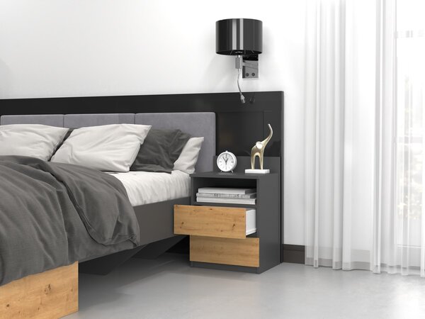 TP Living Noční stolek MALWA M1 dub artisan / antracit