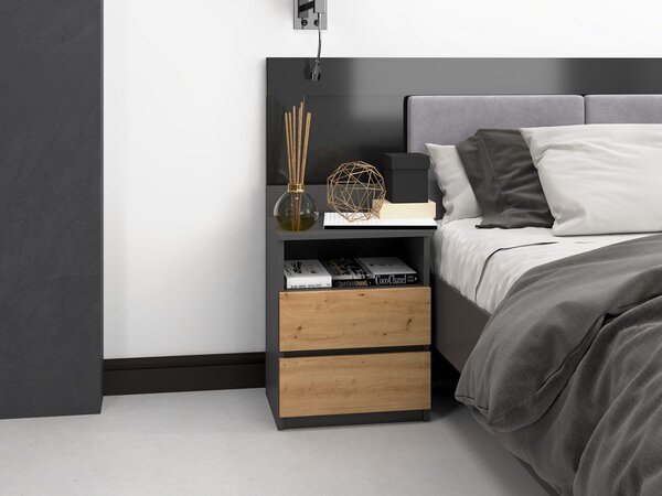 TP Living Noční stolek MALWA M1 dub artisan / antracit