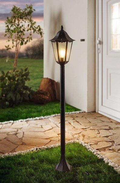 Eglo 93463 NAVEDO - Zahradní stojací lampa, lucerna v černé barvě, IP44, 1 x E27, 120cm (Černá stojací lampa venkovní)
