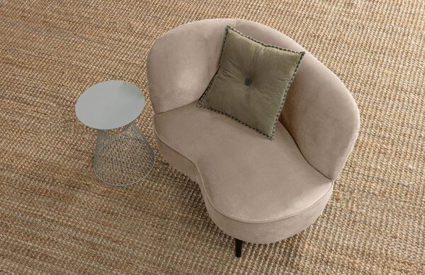 -25 % Dny MOMENTI– WOOOD Béžové sametové lounge křeslo Norma 112 cm, levé