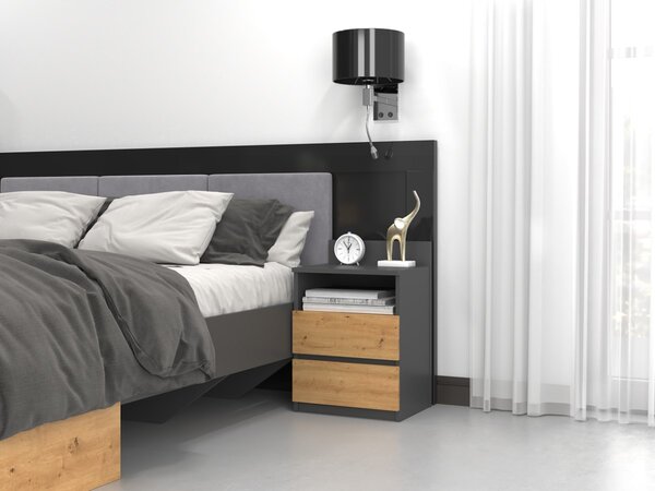 TP Living Noční stolek MALWA M1 dub artisan / antracit