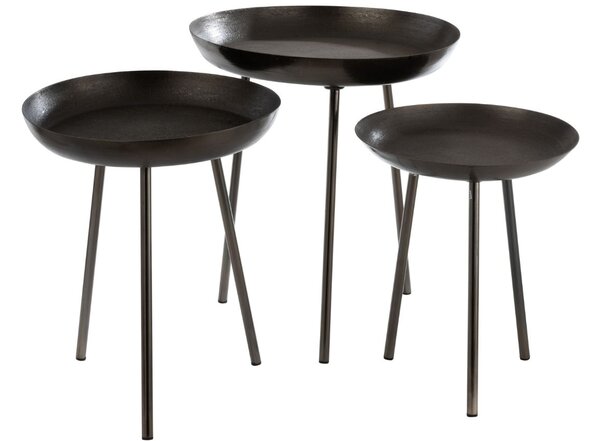 Set tří tmavě šedých odkládacích stolků J-line Treyon 38,5/44/50 cm