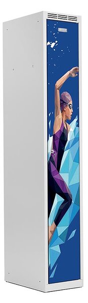 Kovová šatní skříň Trestles SS1M 1800x312x500 mm, 1 oddíl, dívčí motiv 2 Typ zámku: cylindrický, Podnož: nožky