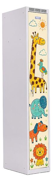 Kovová šatní skříň Trestles SS1M 1800x312x500 mm, 1 oddíl, vlastní motiv Typ zámku: cylindrický, Podnož: nožky
