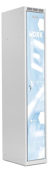 Kovová šatní skříň Trestles SS1M 1800x312x500 mm, 1 oddíl, pánský motiv 2 Typ zámku: cylindrický, Podnož: nožky