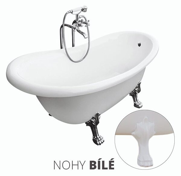 Besco Akrylátová volně stojící vana Otylia 160x77 (170x77) s přepadem Rozměry (cm): 160x77, Typ a barva výpustě: bez odpadového sifonu, Barva podpěrných nožek: Chrom