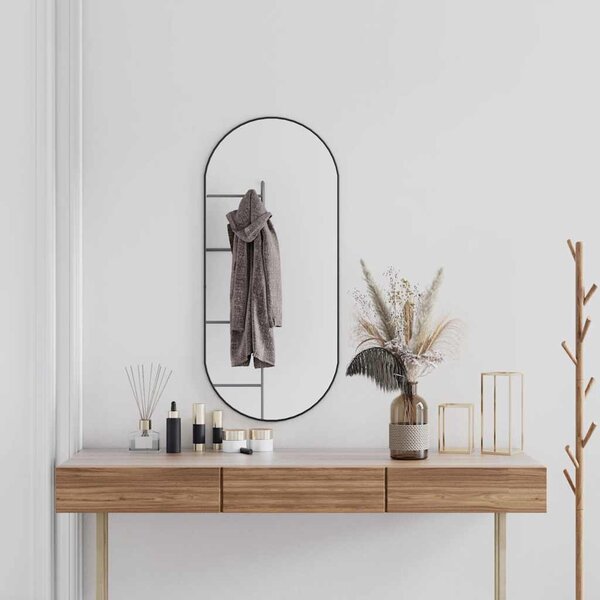 Nástěnné zrcadlo černé 100x45 cm oválné