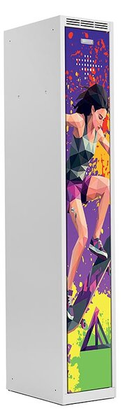 Kovová šatní skříň Trestles SS1M 1800x312x500 mm, 1 oddíl, dívčí motiv 1 Typ zámku: cylindrický, Podnož: nožky