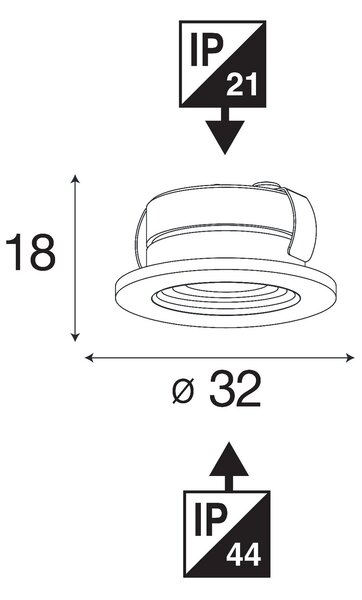 SLC vestavné LED svítidlo MiniOne Fixed 2,1 W 3 V 2700 K stmívatelné IP44 32 mm 100° Ra90 černé