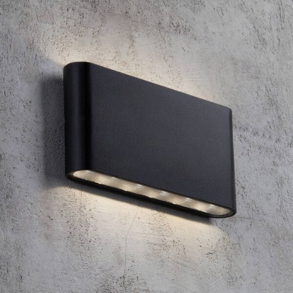 Nordlux LED venkovní světlo Kinver plochý tvar, černá, Černá, kov, Moderní