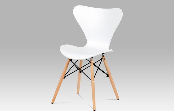 Jídelní židle CT-742 WT plast bílý, podnož buk, kov černý