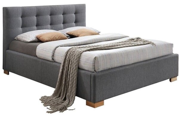 Čalouněná postel COPENHAGEN 160 x 200 cm barva šedá / dub