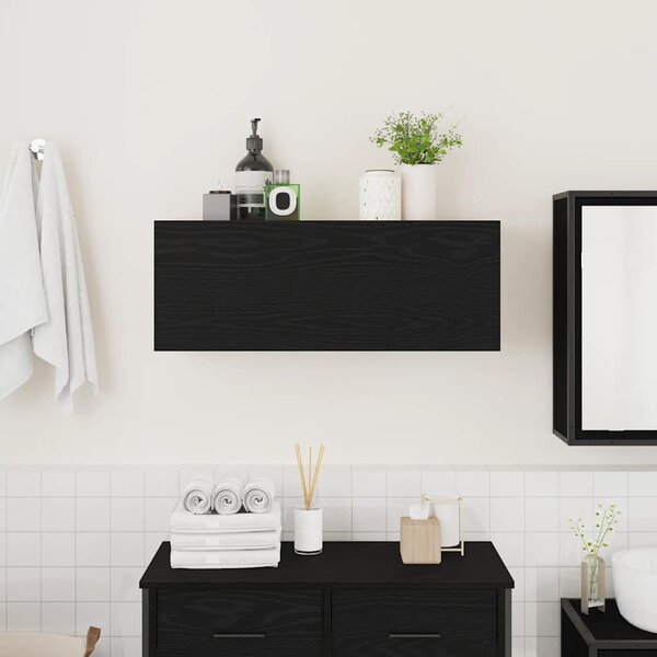 Koupelnová nástěnná skříňka černá 80x25x30 cm kompozitní dřevo