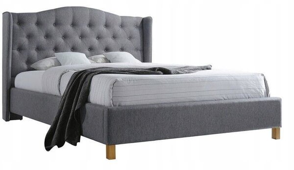 Čalouněná postel ASPEN 140 x 200 cm barva šedá / dub