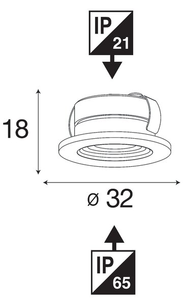 SLC vestavné LED svítidlo MiniOne Fixed 2,1 W 3 V 2700 K stmívatelné IP65 32 mm 45° Ra90 bílé