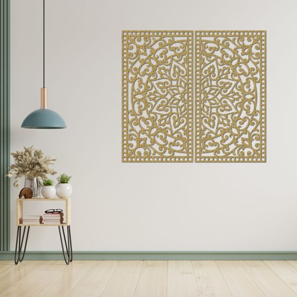 Dřevěný 2-dílný obraz Mandala – Vyřezávaná nástěnná dekorace - FLOUFER: Překližka Topol - Honey 3071 20 cm 4452-91208 PR0514-C