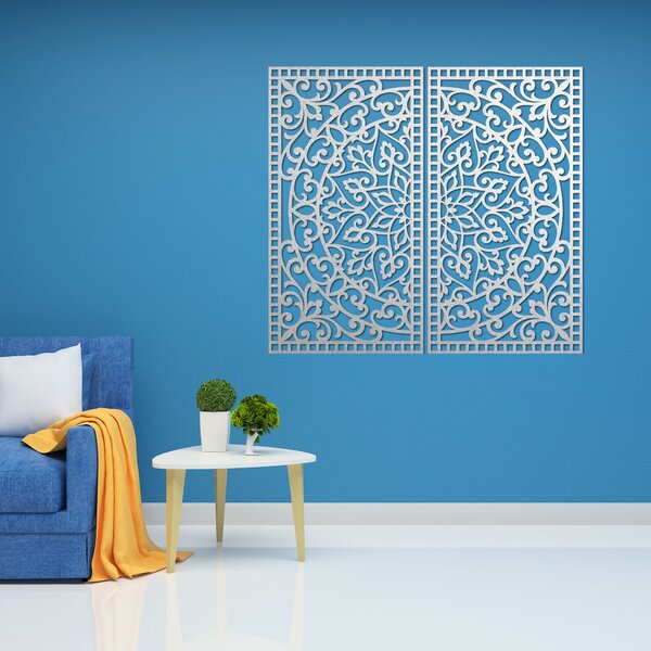 Dřevěný 2-dílný obraz Mandala – Vyřezávaná nástěnná dekorace - FLOUFER: Překližka Topol - Honey 3071 20 cm 4452-91208 PR0514-C