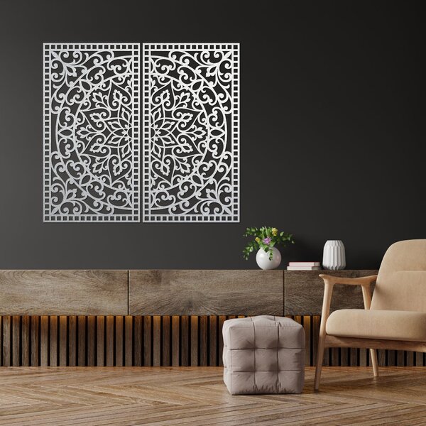 Dřevěný 2-dílný obraz Mandala – Vyřezávaná nástěnná dekorace - FLOUFER: Překližka Topol - Honey 3071 20 cm 4452-91208 PR0514-C