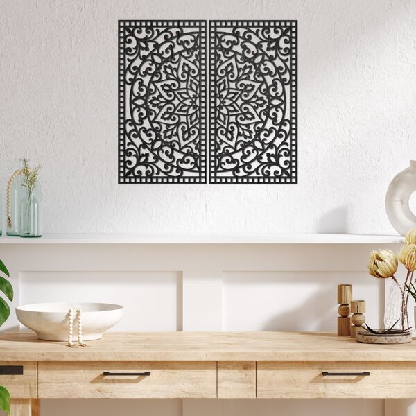 Dřevěný 2-dílný obraz Mandala – Vyřezávaná nástěnná dekorace - FLOUFER: Překližka Topol - Honey 3071 20 cm 4452-91208 PR0514-C