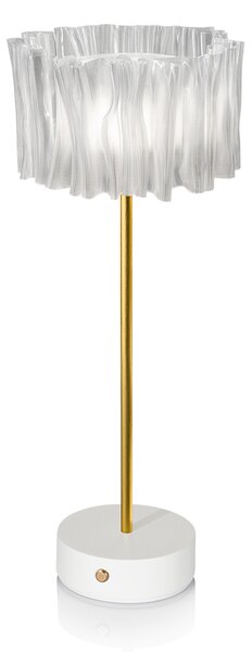 SLAMP ACRT000PRB000BT000EU Accordéon battery, stolní designová lampička na baterii s bílou základnou, 1,3W LED 2700K, výška 32,7cm