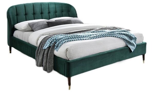 Signal Čalouněná postel LIGURIA VELVET 160 x 200 cm barva zelená / hnědá