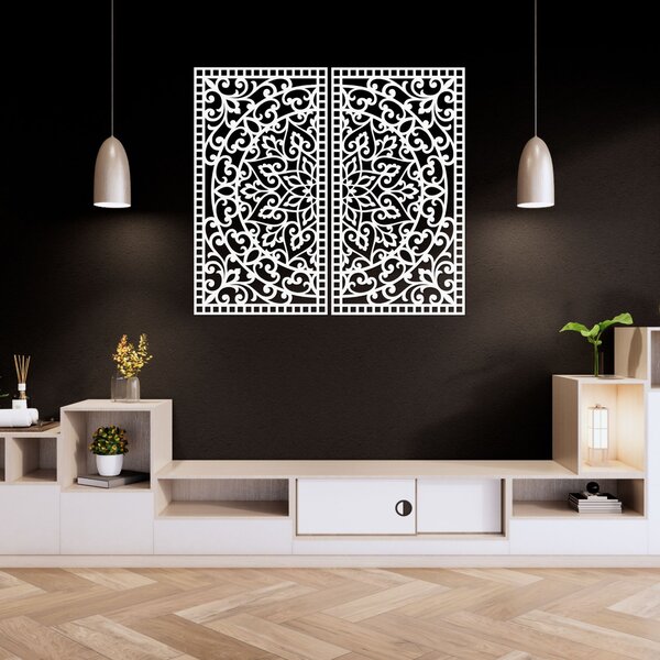 Dřevěný 2-dílný obraz Mandala – Vyřezávaná nástěnná dekorace - FLOUFER: Překližka Topol - Honey 3071 20 cm 4452-91208 PR0514-C