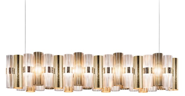 SLAMP LALS3XLGLD01T00NMTEU La Lollo Gold suspension linear 140, designové závěsné svítidlo, 110W LED 2700K stmívatelné, délka 142cm