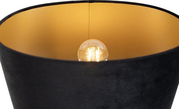 Stolní lampa černá s černým oválným stínidlem 35 cm - Thijmen