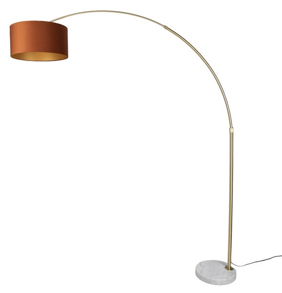 Ocelová stojací lampa s oranžovým stínidlem a zlatým vnitřkem 50 cm - XXL