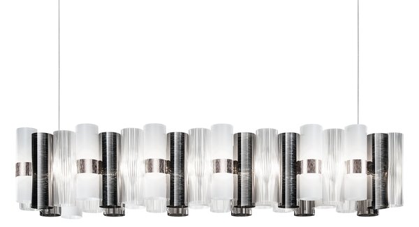 SLAMP LALS3XLPWT01T00NMTEU La Lollo Pewter white suspension linear 140, designové závěsné svítidlo, 110W LED 2700K stmívatelné, délka 142cm