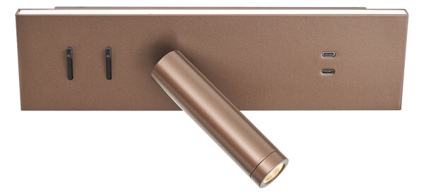 Sada 2 moderních nástěnných svítidel tmavě bronzová nastavitelná s USB-C vč. LED - Modric