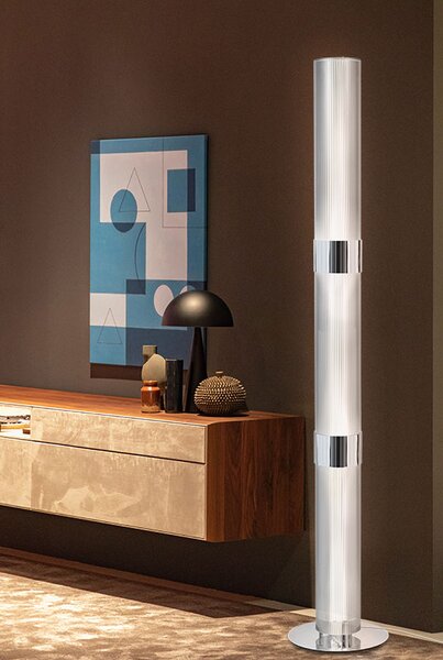 SLAMP LALFM00PRS00000NMTEU La Lollo Floor prisma/silver, designová stojací lampa se stmívačem, 3x12W LED E27, výška 163cm