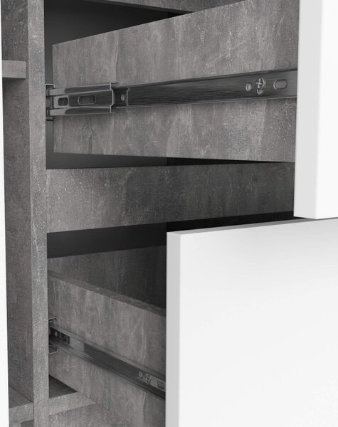 Komoda Kalista VI (beton + bílá). Akce -13%