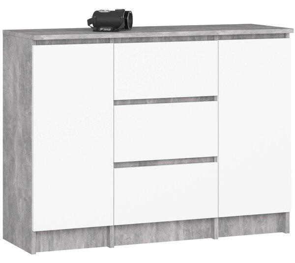 Komoda Kalista VI (beton + bílá). Akce -13%