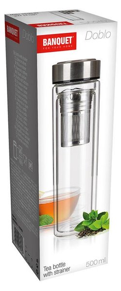 Láhev na čaj dvoustěnná se sítkem DOBLO, 500 ml