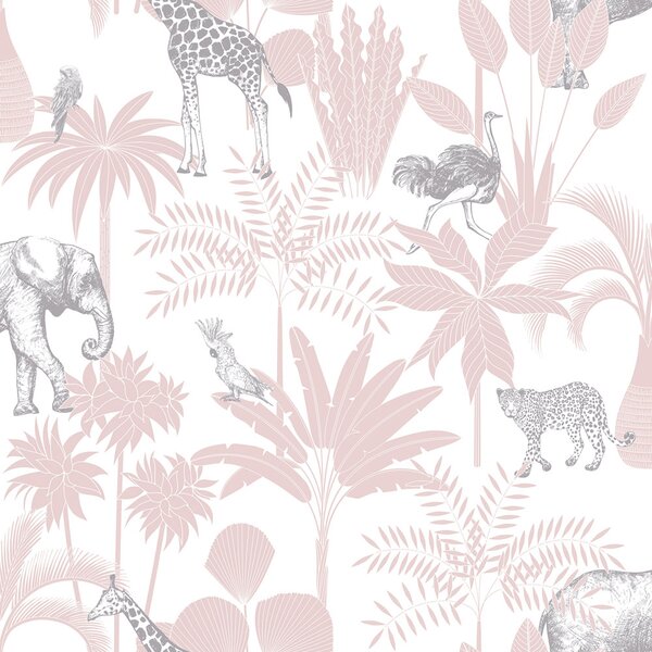 Dětská vliesová tapeta s palmami a zvířátky, 976-3, Mika, ICH Wallcoverings