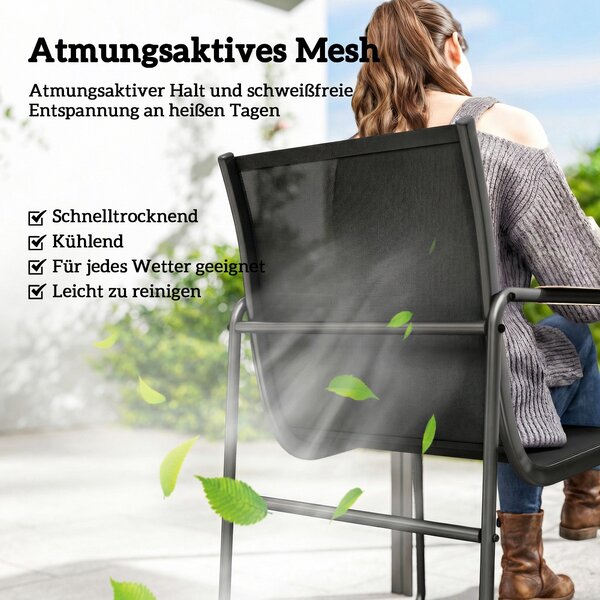 Outsunny 7dílná venkovní jídelní souprava 150×80 cm — tvrzené sklo, 6 prodyšných židlí | Aosom