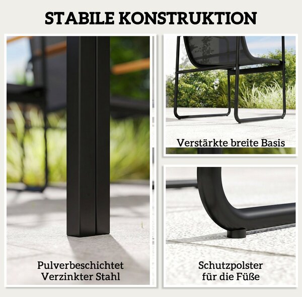 Outsunny 7dílná venkovní jídelní souprava 150×80 cm — tvrzené sklo, 6 prodyšných židlí | Aosom