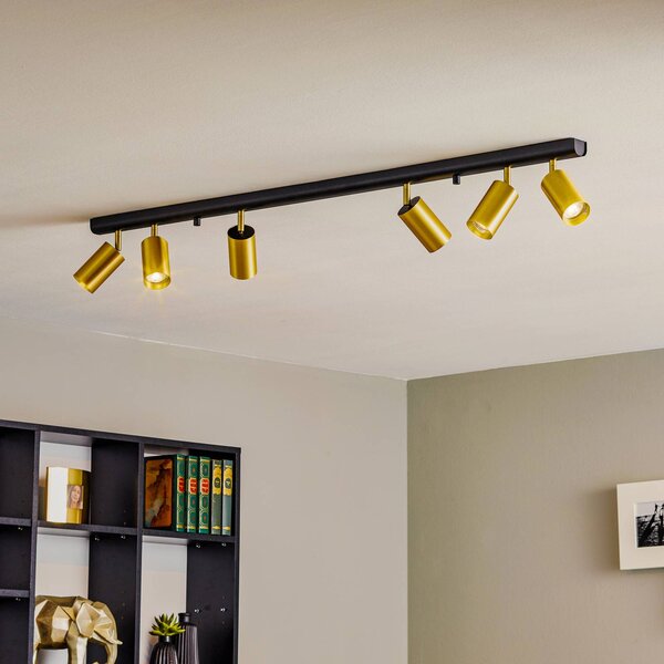 Nowodvorski Lighting Stropní bodové světlo Eye Spot 6-bodové, černé/mosazné, stmívatelný, Černá, Obývací pokoj / jídelna, kov, Moderní
