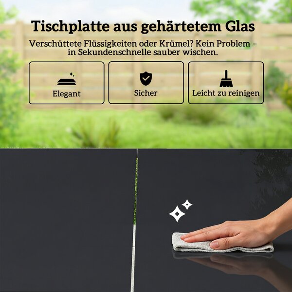 Outsunny 7dílná venkovní jídelní souprava 150×80 cm — tvrzené sklo, 6 prodyšných židlí | Aosom