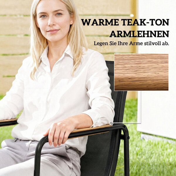Outsunny 7dílná venkovní jídelní souprava 150×80 cm — tvrzené sklo, 6 prodyšných židlí | Aosom