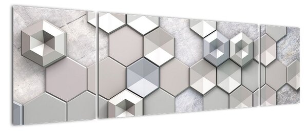 Abstraktní obraz - šestihrany (170x50cm)