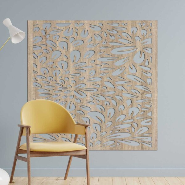 Čtvercový vyřezávaný nástěnný panel květinový design | BOMB: HDF - Dub Bronze 30 cm 4571-103298 HDF0285