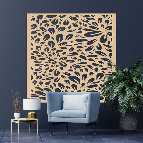 Čtvercový vyřezávaný nástěnný panel květinový design | BOMB: HDF - Dub Bronze 30 cm 4571-103298 HDF0285