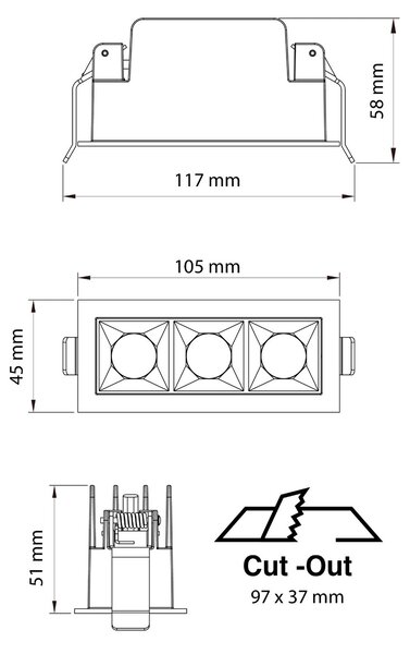 SLC vestavné LED svítidlo PIXEL X3 9 W 220-240 V 2700 K stmívatelné 36° Ra90 bílé