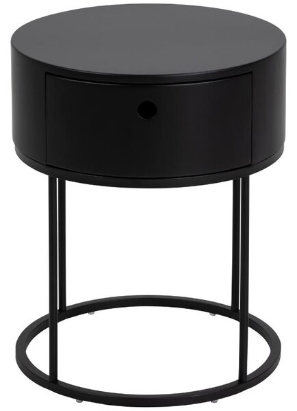Scandi Černý lakovaný noční stolek Pulo 40 cm